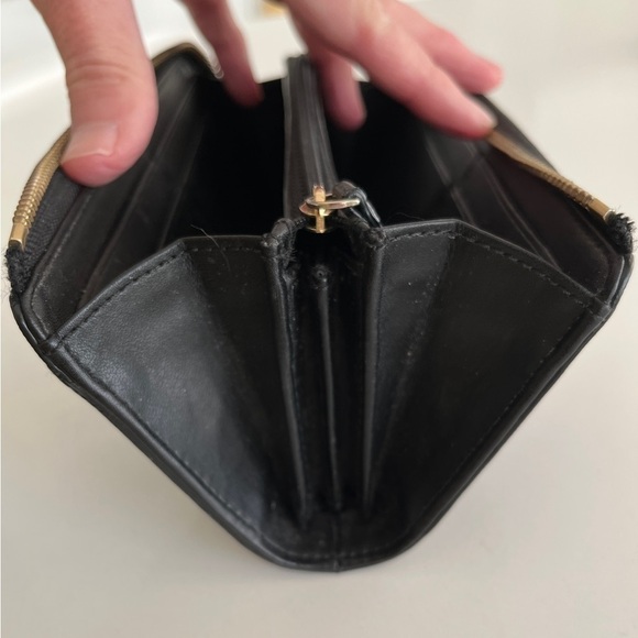 KATE SPADE Black Textured Patent Leather Leather Wallet Front Bow Zip Around - Picture 13 of 16